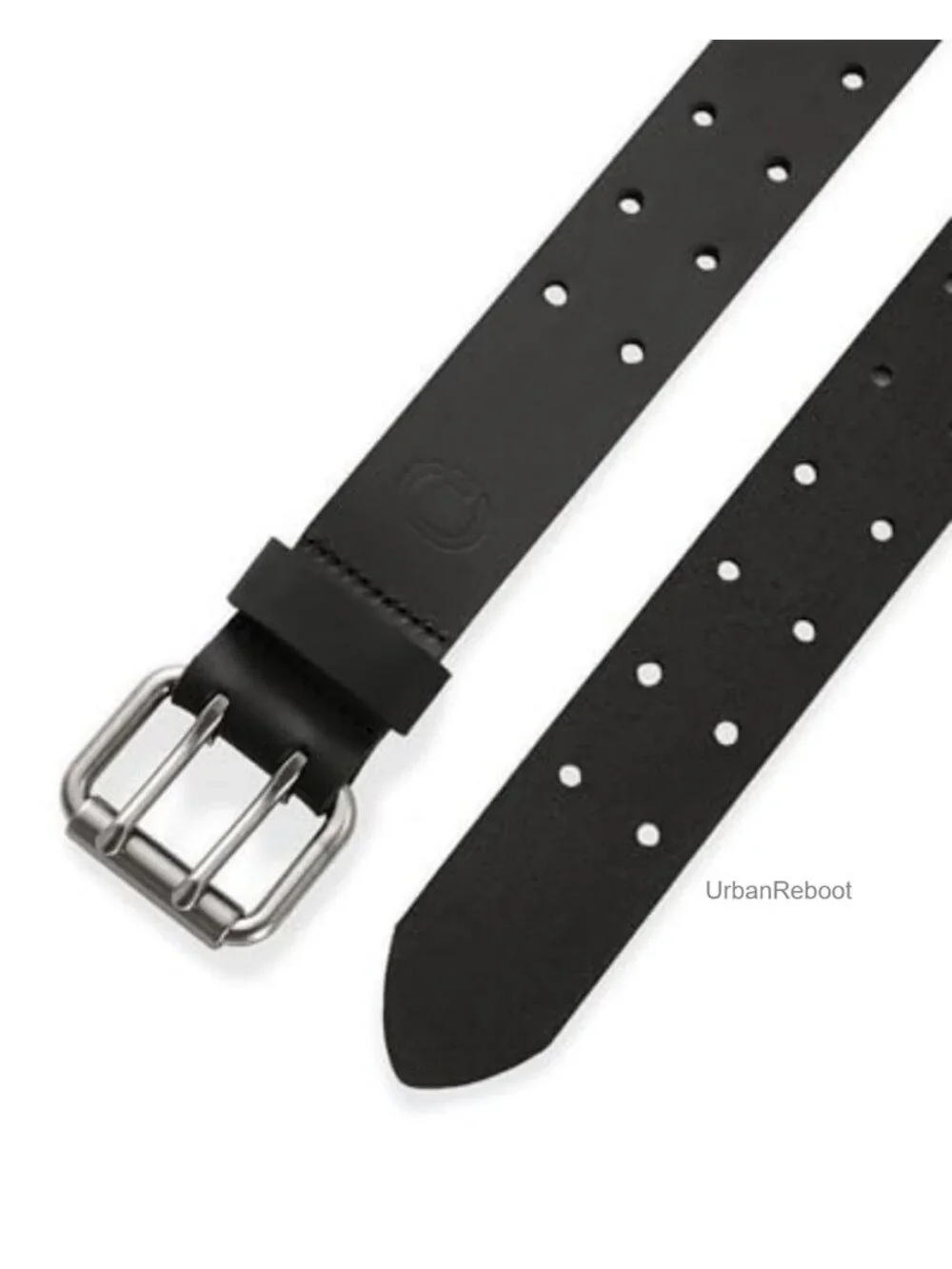 Men's Heavy Duty Leather Belt with Double-Prong Buckle